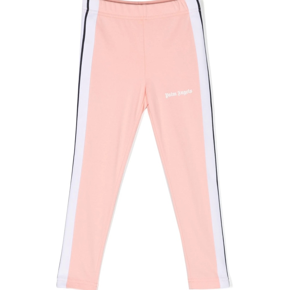 Palm Angels Kids Light Pink Leggings with White Stripes
